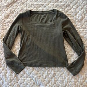 Old Navy Women’s Green Long Sleeve Square Neck Top Size L